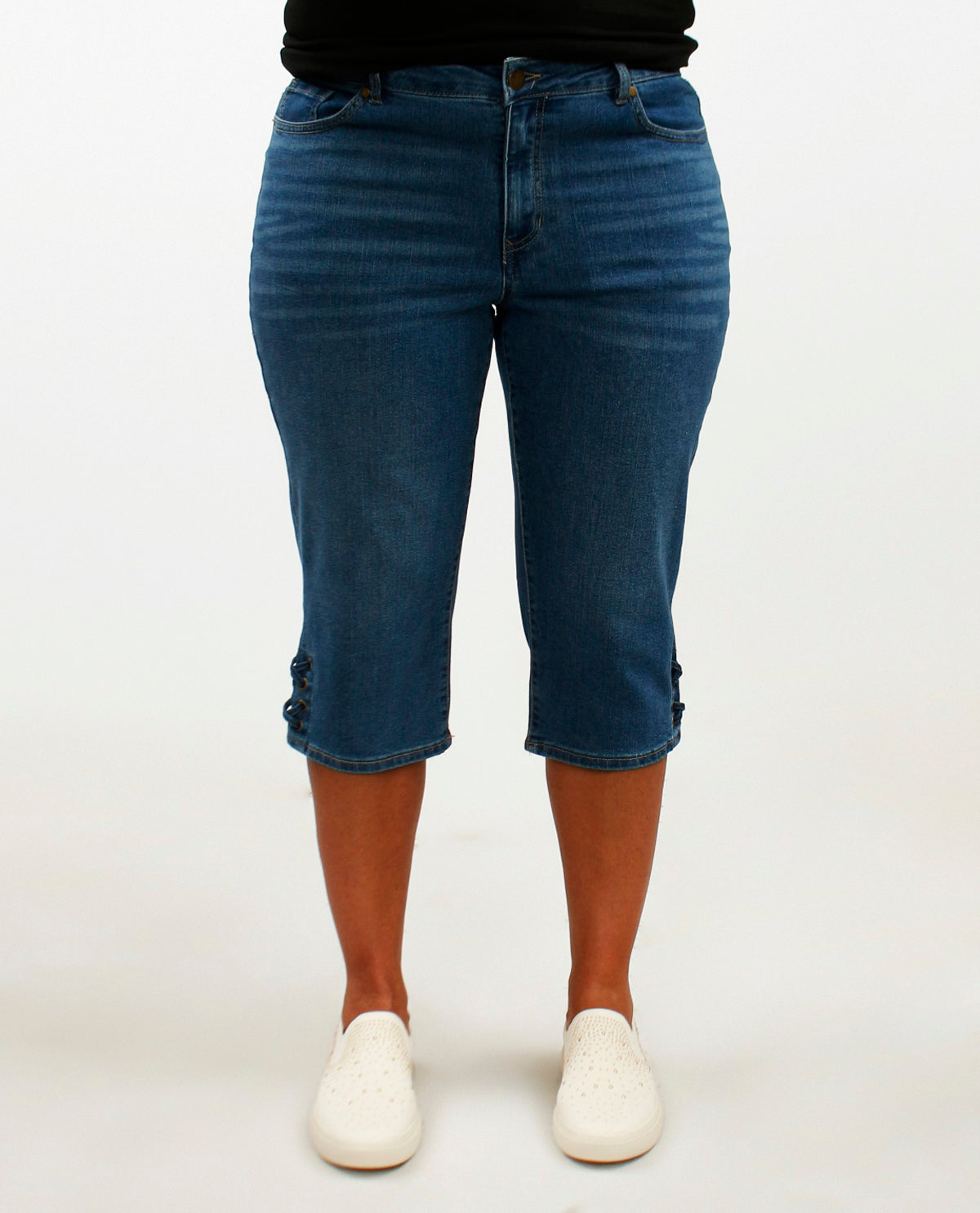 D Jeans Plus Recycle Lace Hem Denim Capri