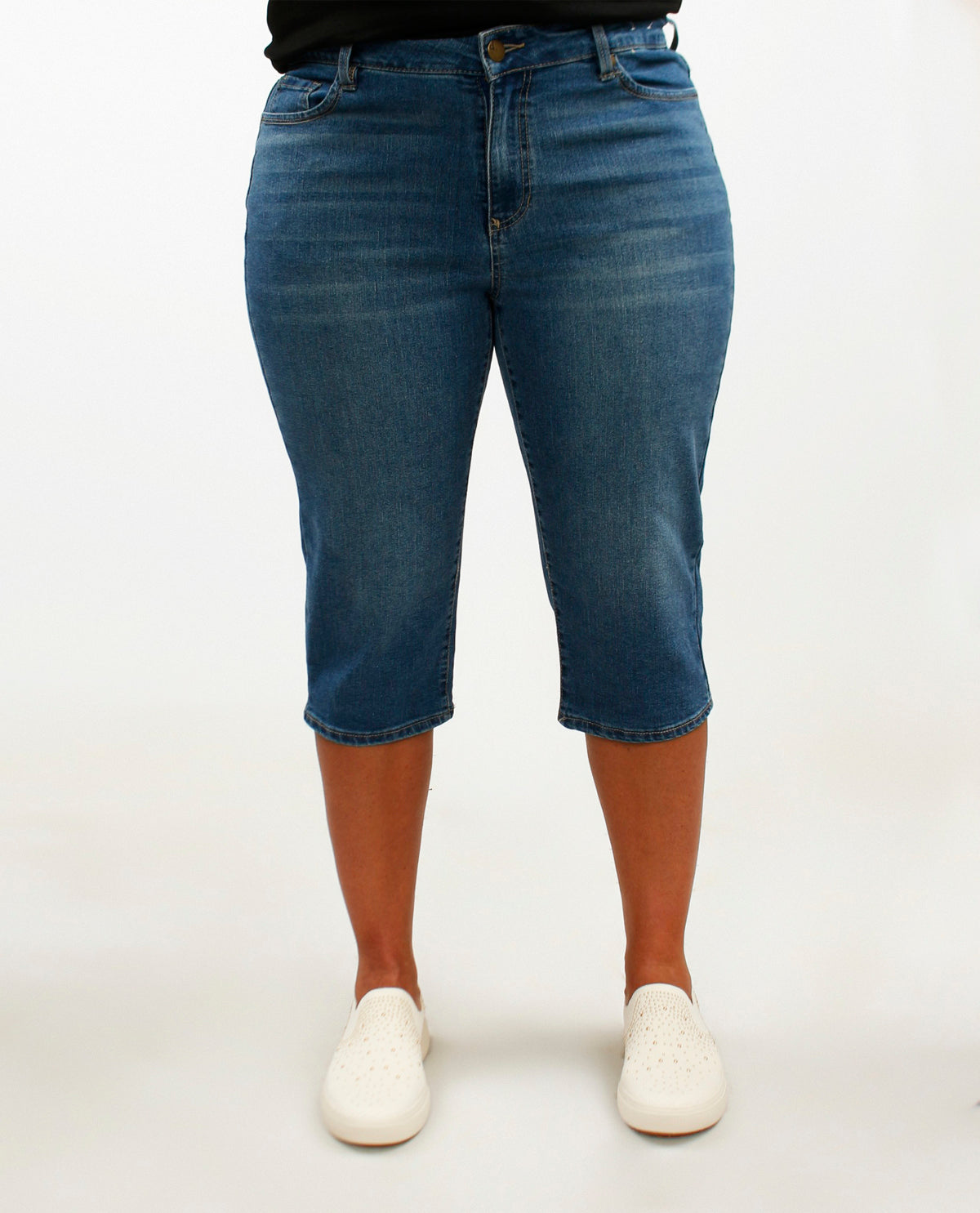 D Jeans Plus Muffin Eliminator Denim Capri
