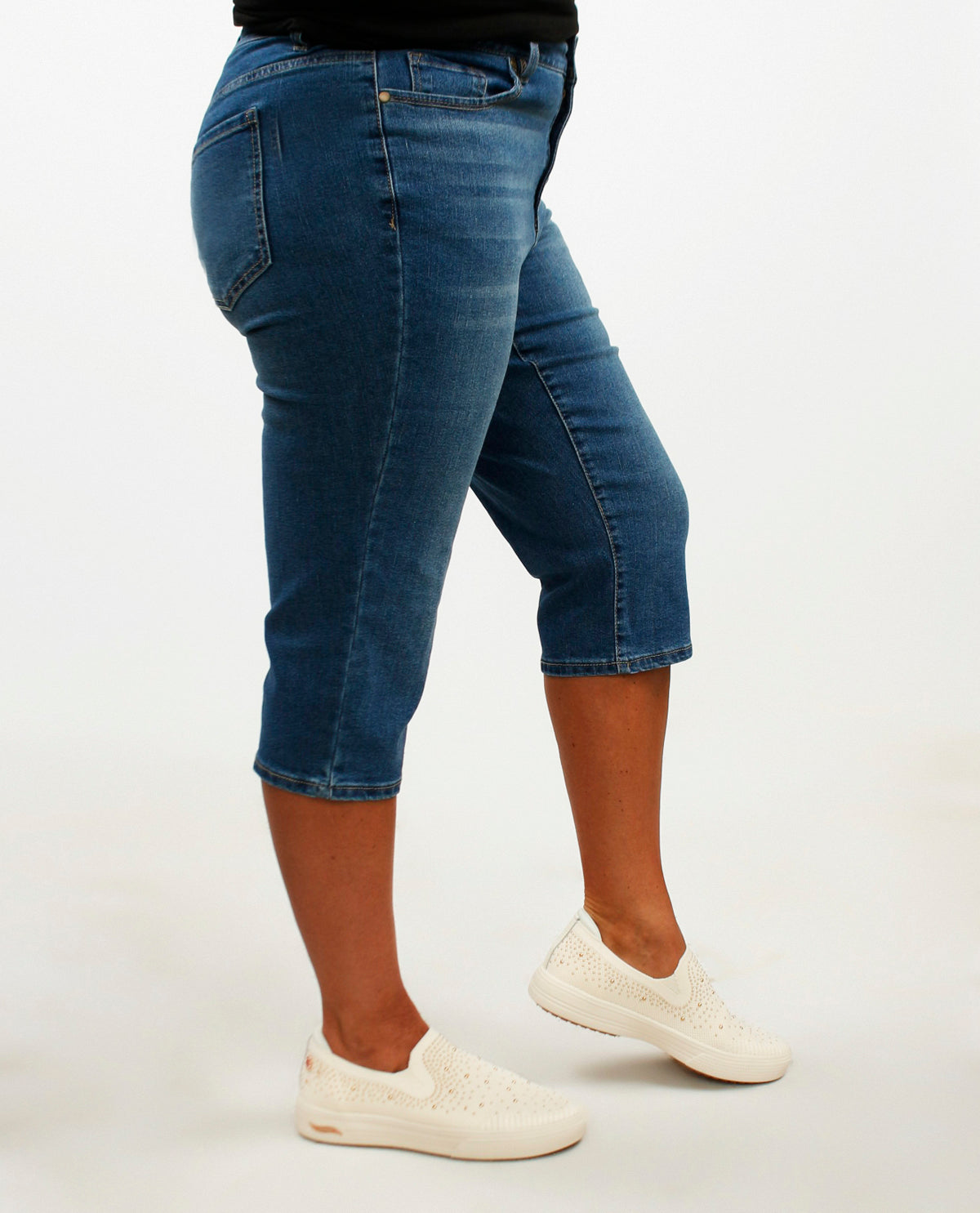 D Jeans Plus Muffin Eliminator Denim Capri