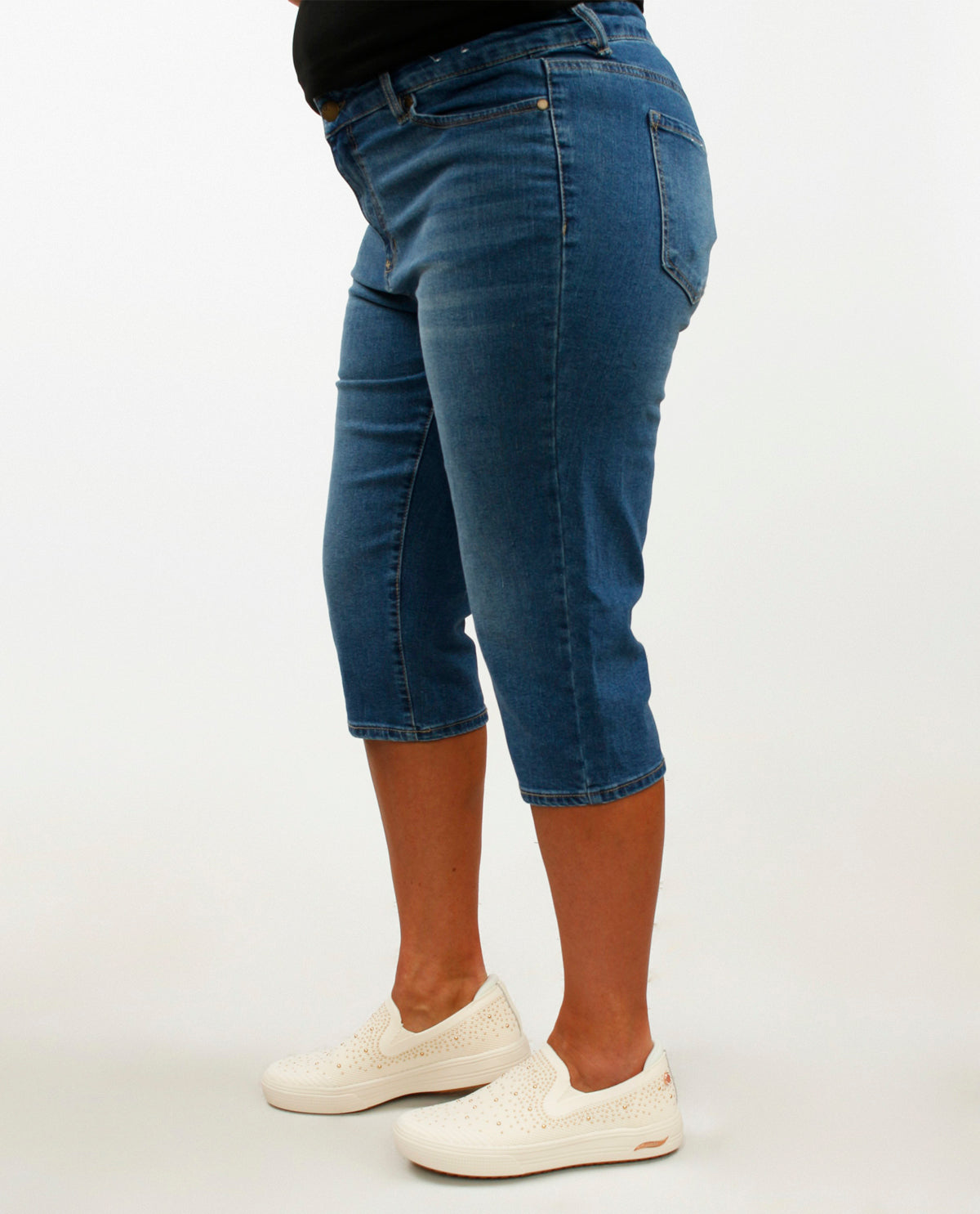 D Jeans Plus Muffin Eliminator Denim Capri