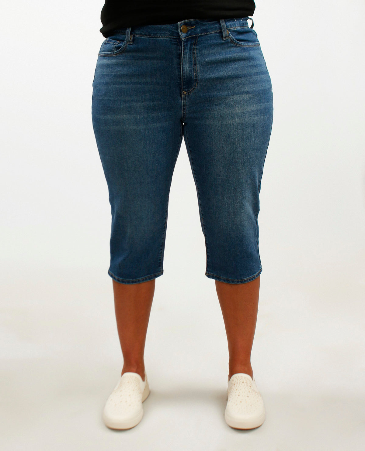 D Jeans Plus Muffin Eliminator Denim Capri