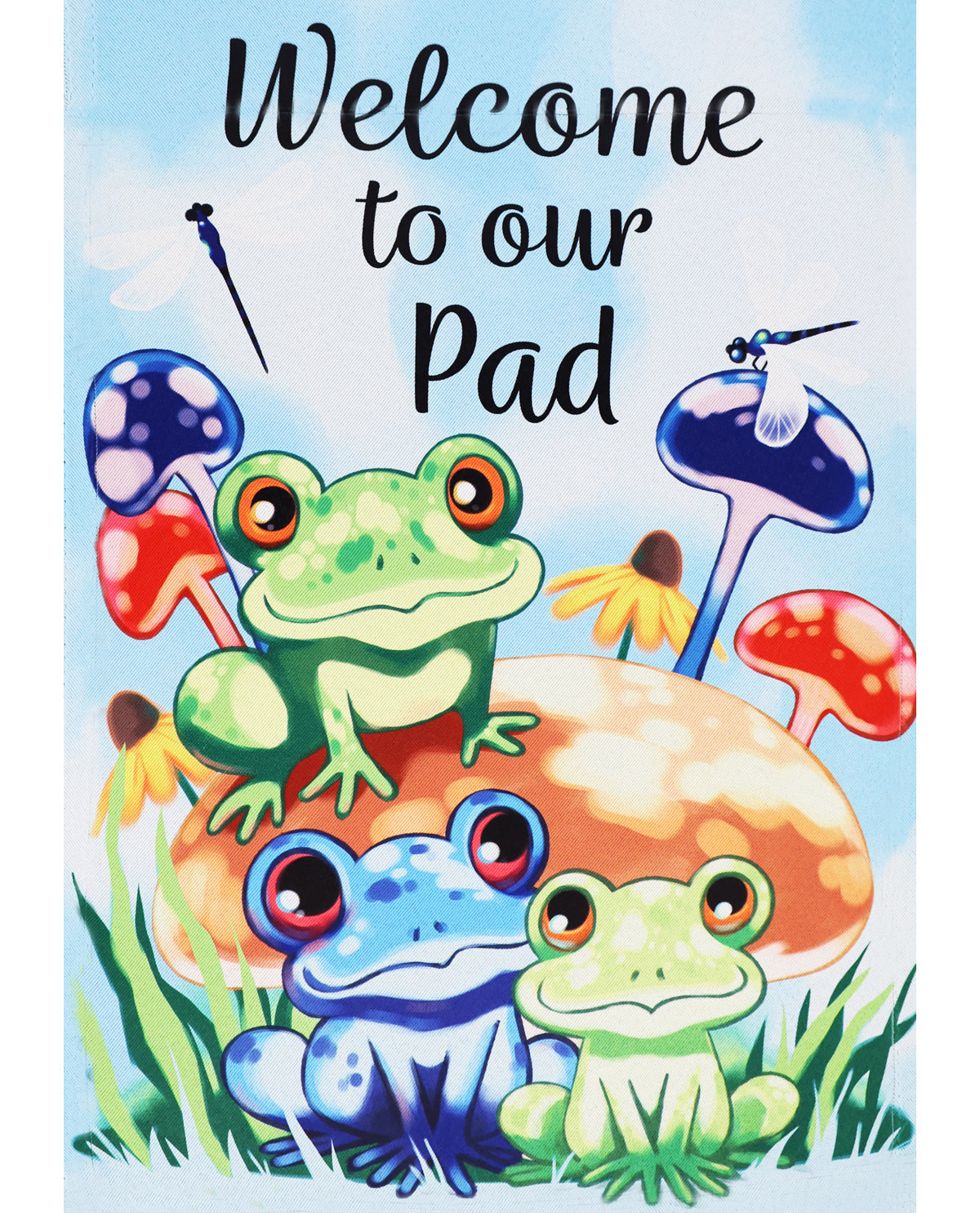 Welcome to Our Pad Suede Garden Flag