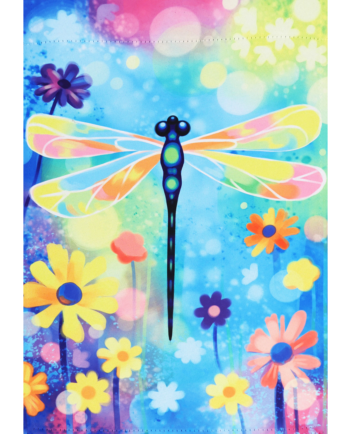 Dragonfly and Daisies Suede Garden Flag