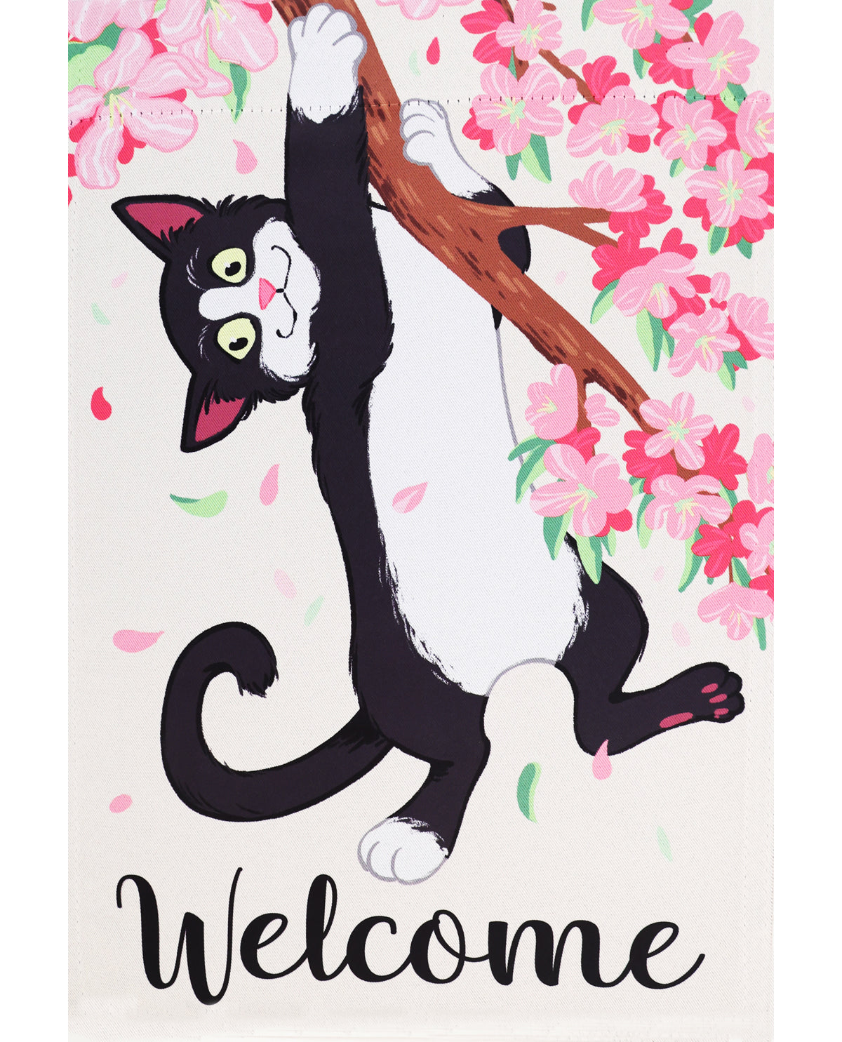 Welcome Cat Suede Garden Flag