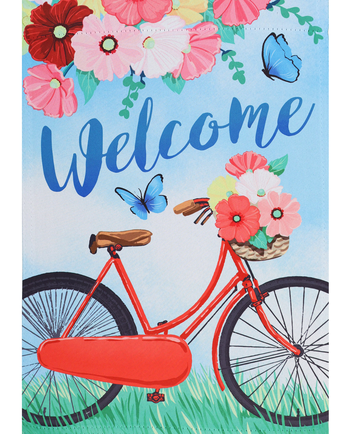 Welcome Bicycle Suede Garden Flag
