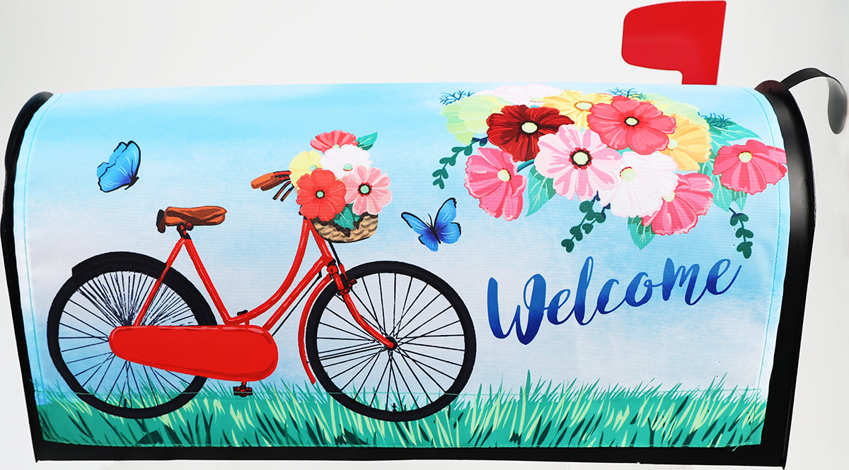 Welcome Bicycle Mailbox Cover