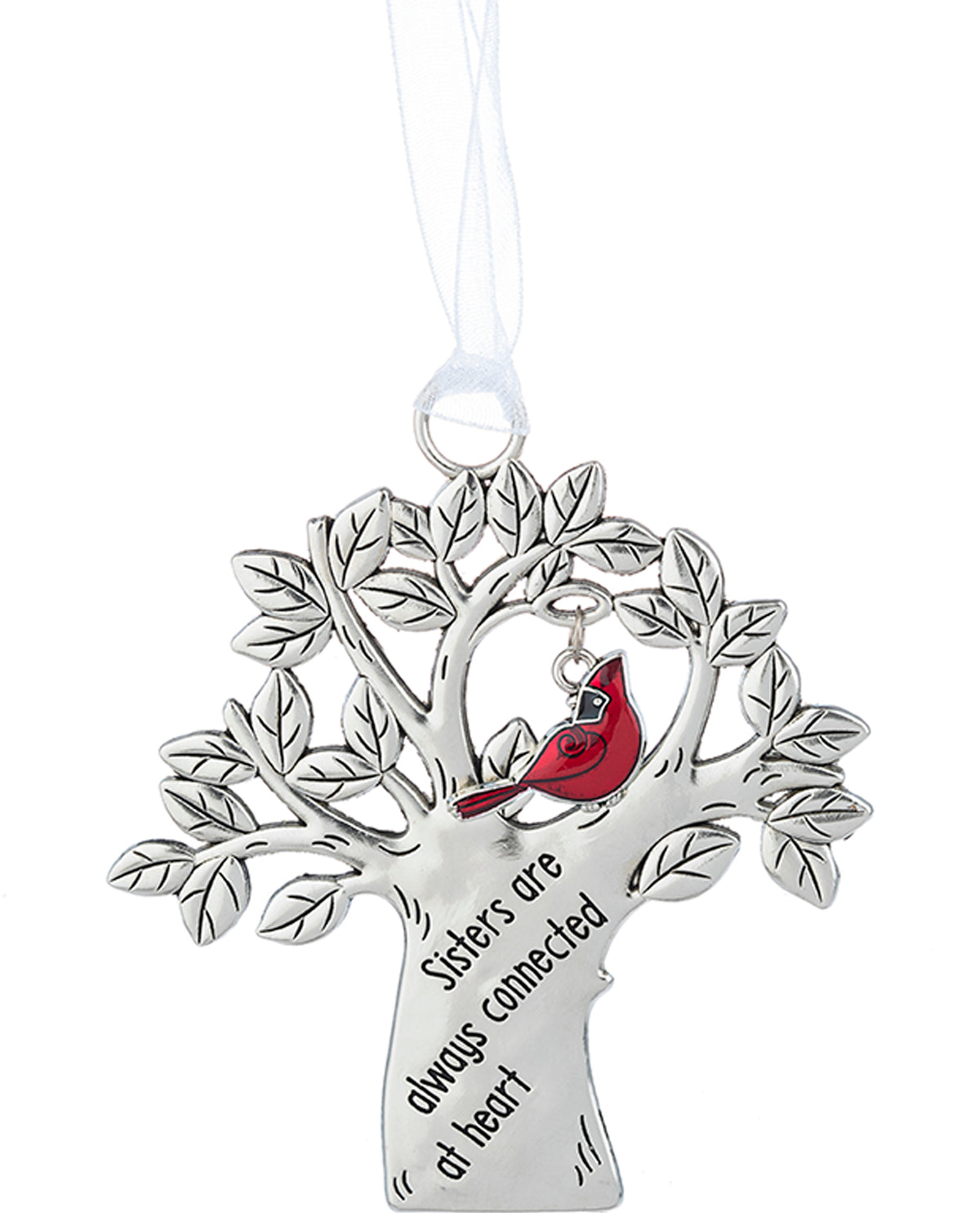 Silver Tree & Cardinal Christmas Ornament