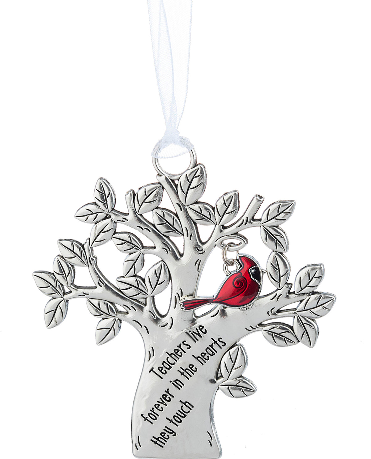 Silver Tree & Cardinal Christmas Ornament