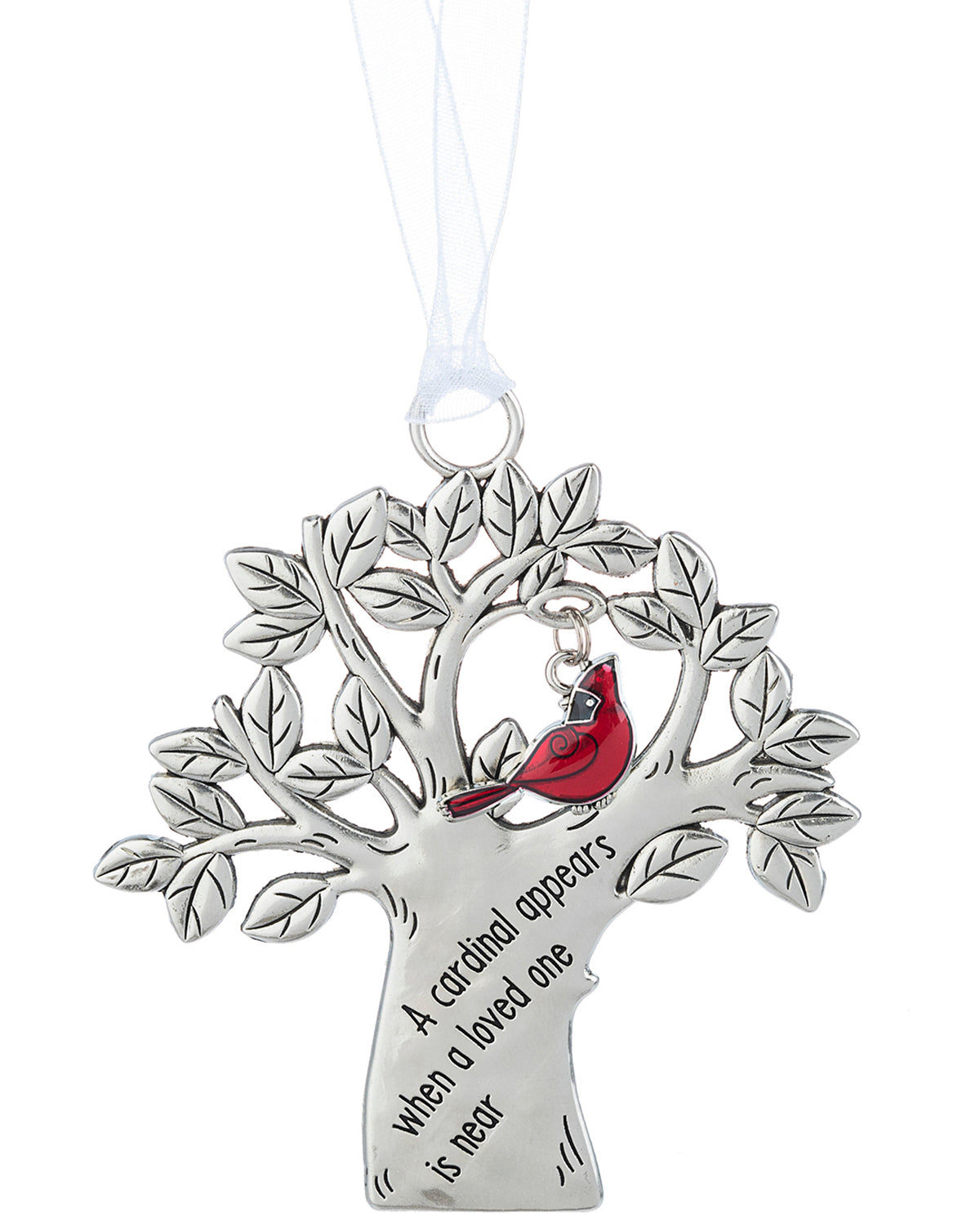 Silver Tree & Cardinal Christmas Ornament