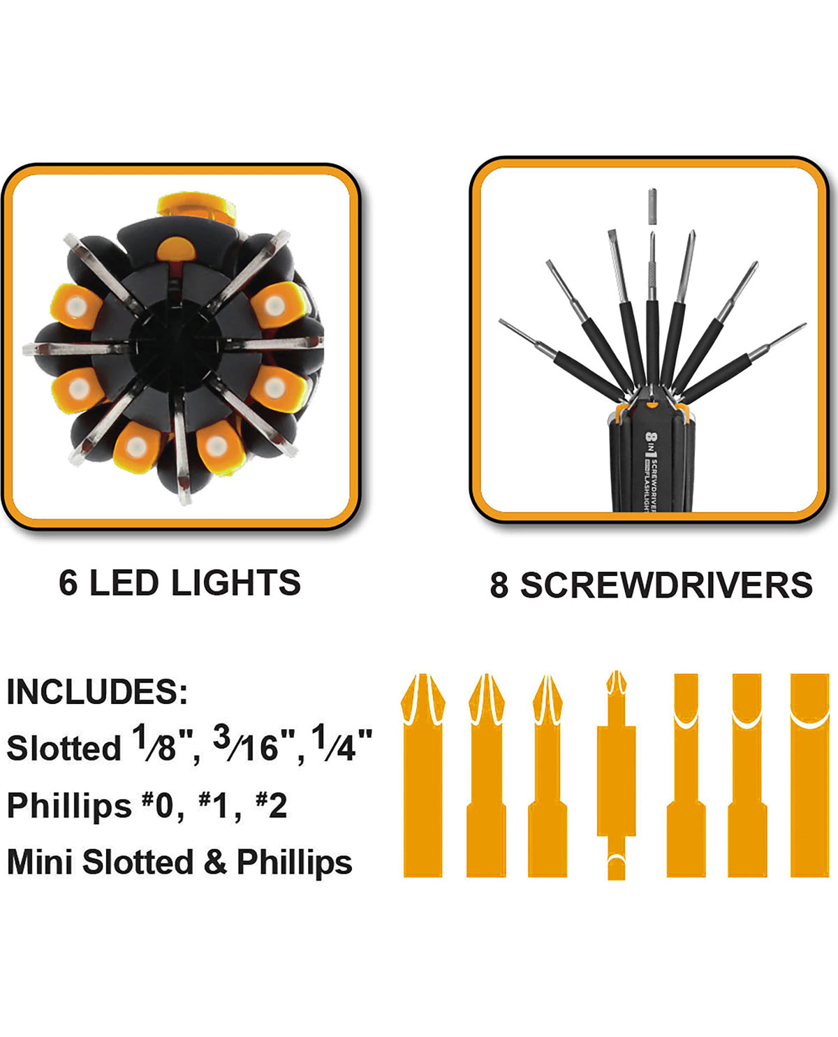 Farpoint 8-in-1 Multi-Function Screwdriver with Flashlight