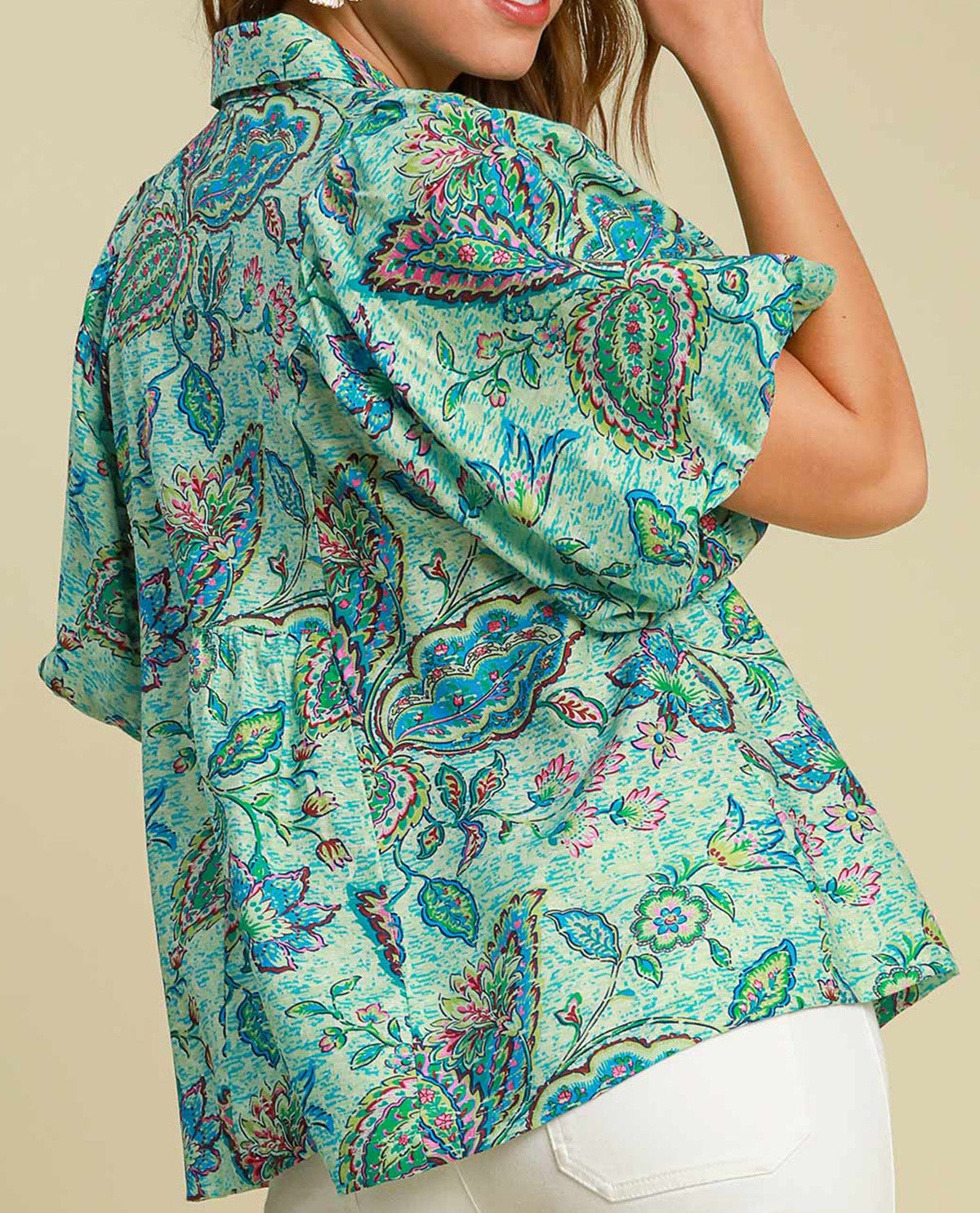 Paisley Print V-Neck Top