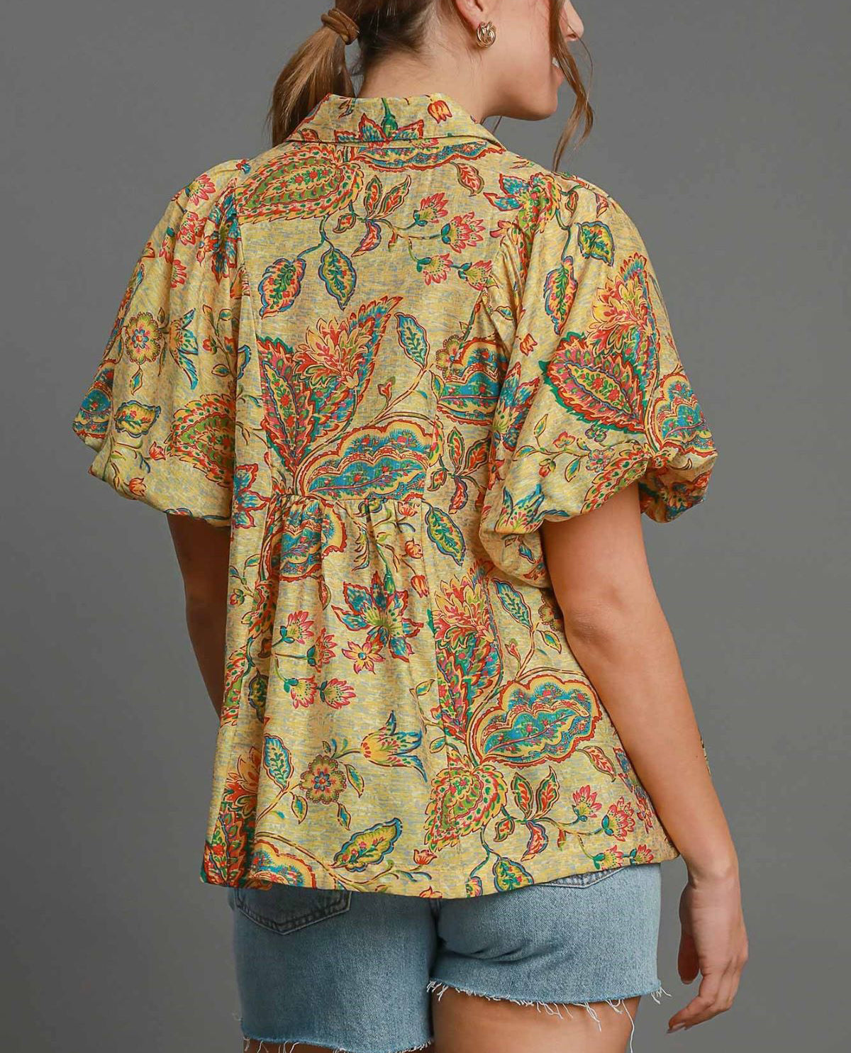 Paisley Print V-Neck Top