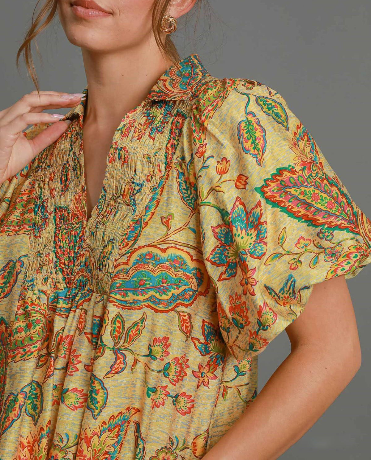 Paisley Print V-Neck Top