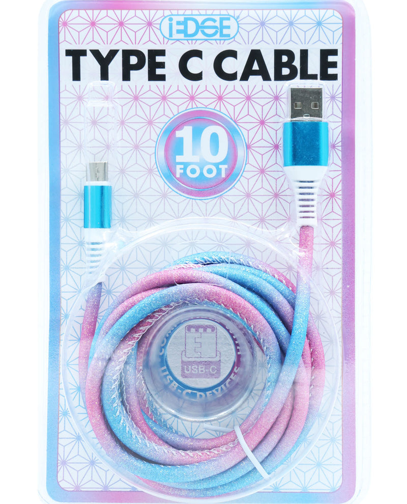 10Ft. Two-Tone Glitter Type-C Sync & Charge Cable