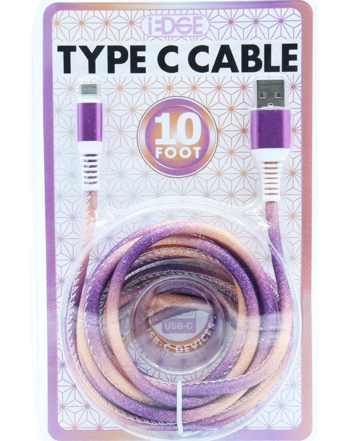 10Ft. Two-Tone Glitter Type-C Sync & Charge Cable