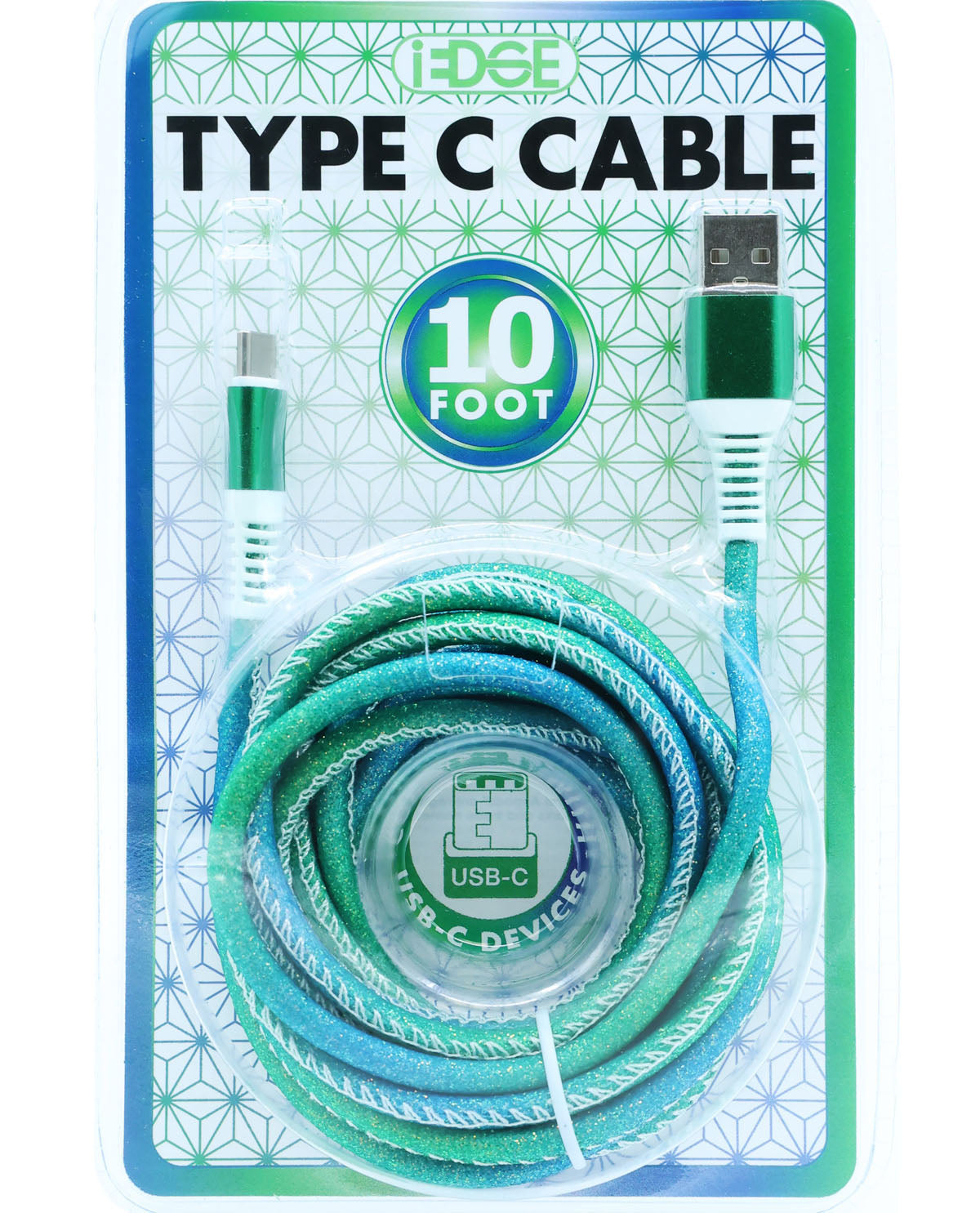 10Ft. Two-Tone Glitter Type-C Sync & Charge Cable
