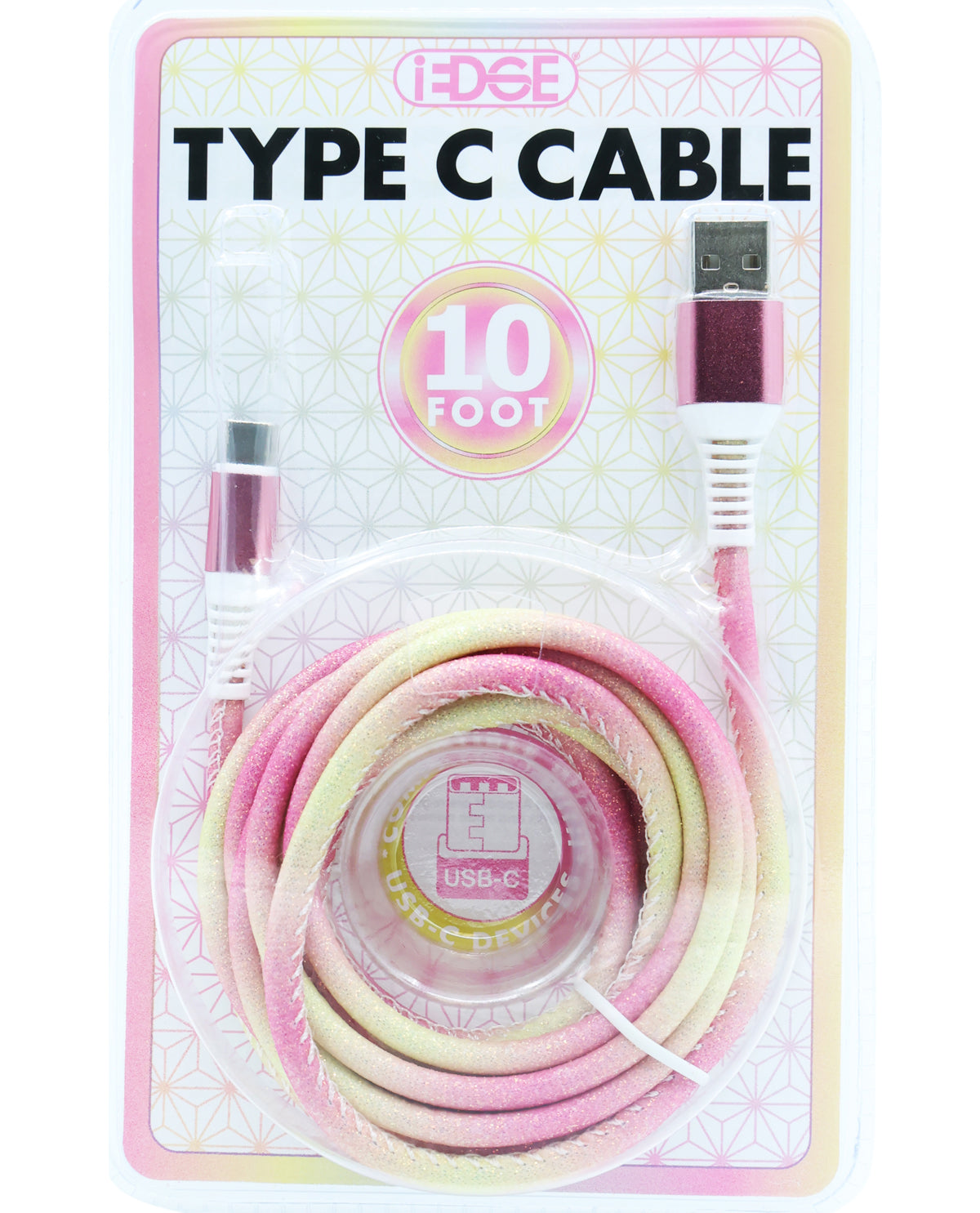 10Ft. Two-Tone Glitter Type-C Sync & Charge Cable