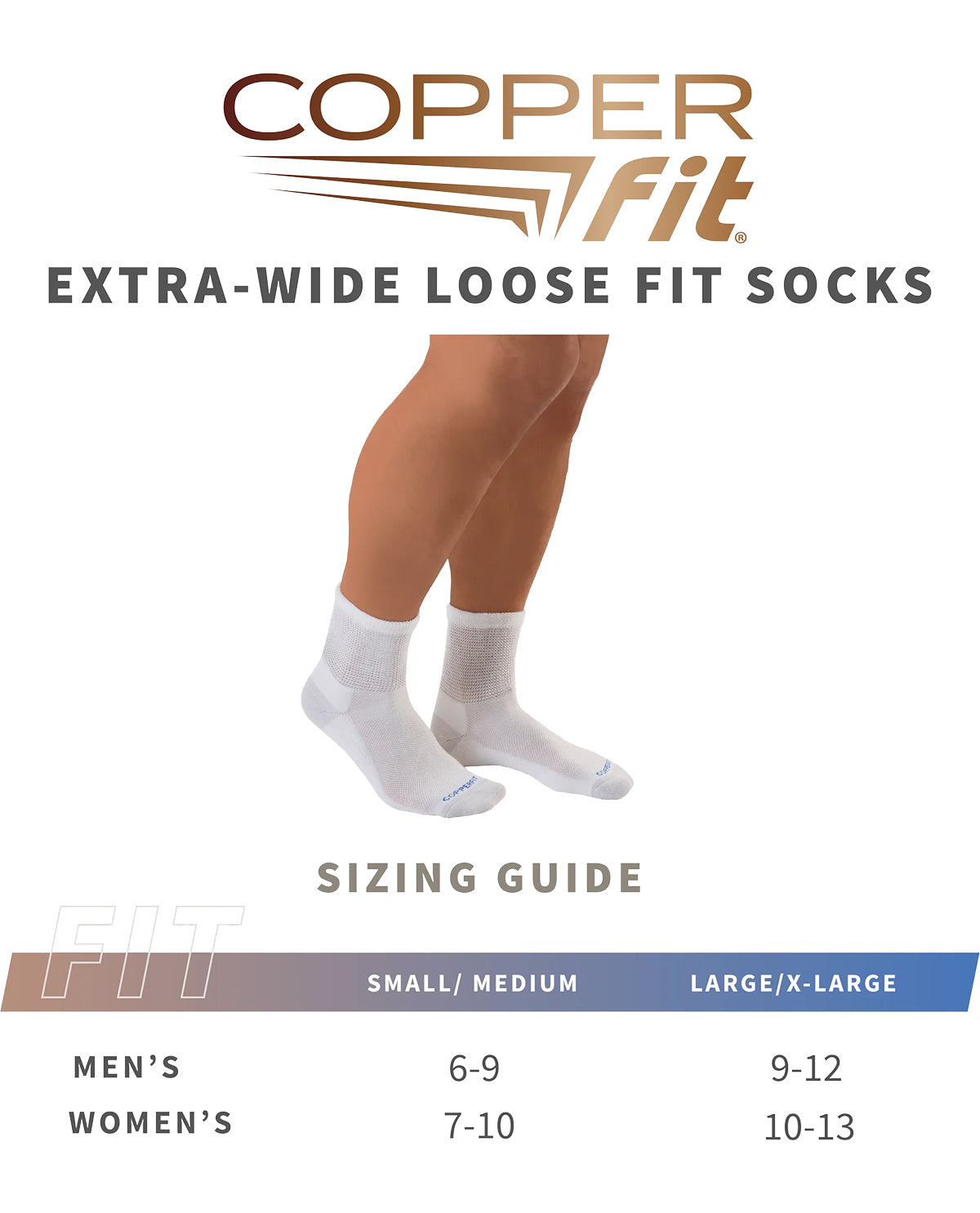 Extra Wide Copper Fit Diabetic Socks - L/XL