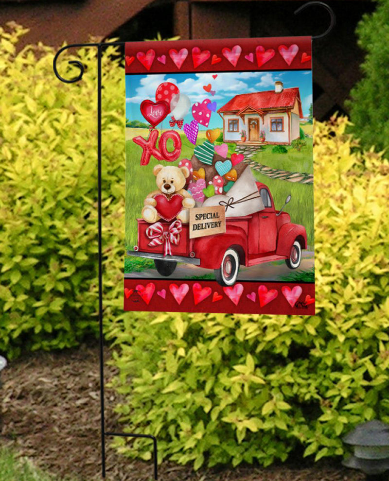 Love Filled Pickup Truck Garden Flag