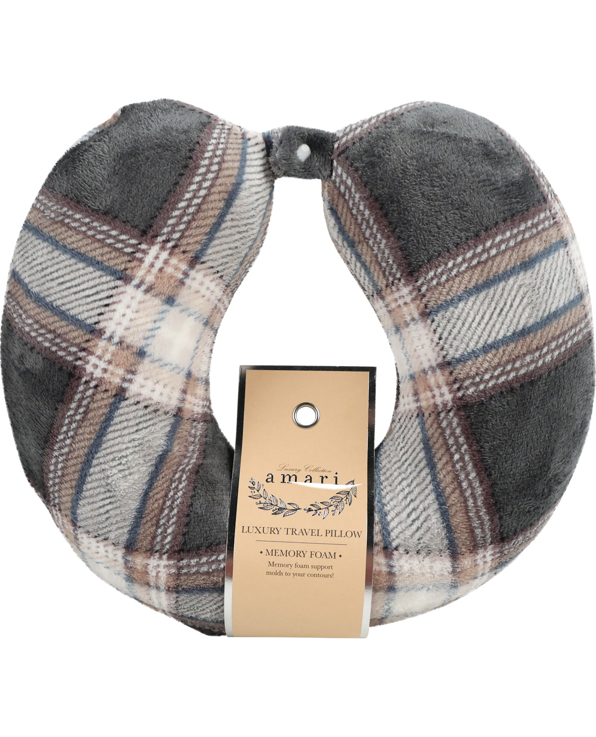 Plaid Memory Foam Neck Pillow