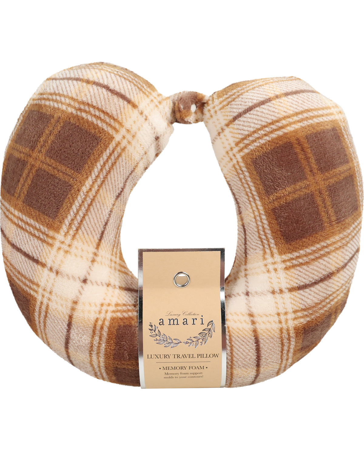 Plaid Memory Foam Neck Pillow