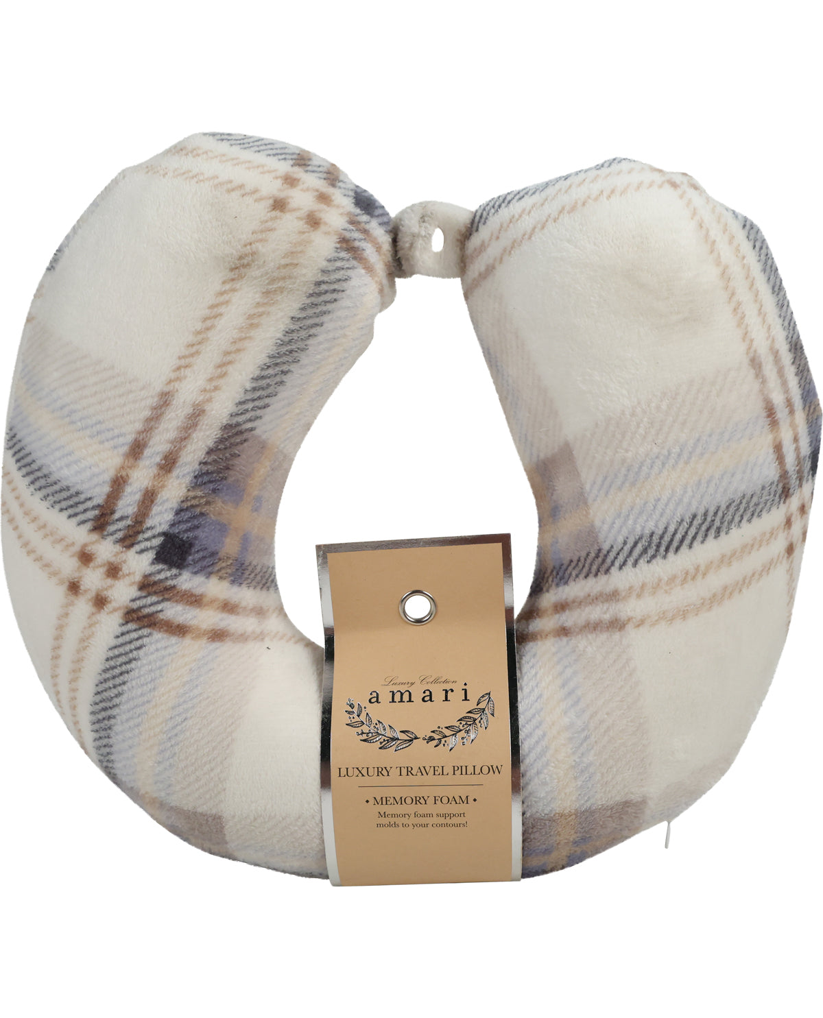 Plaid Memory Foam Neck Pillow