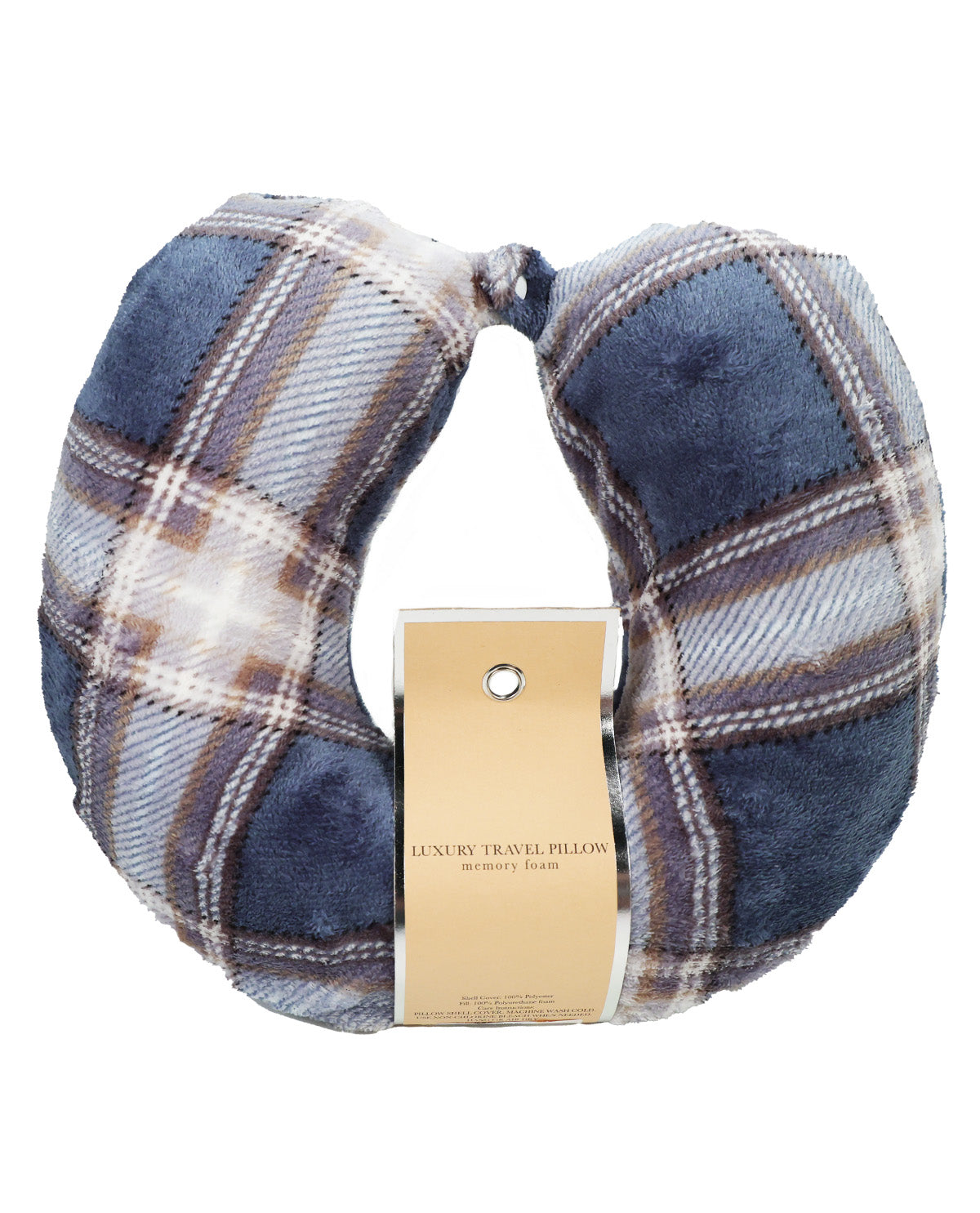 Plaid Memory Foam Neck Pillow
