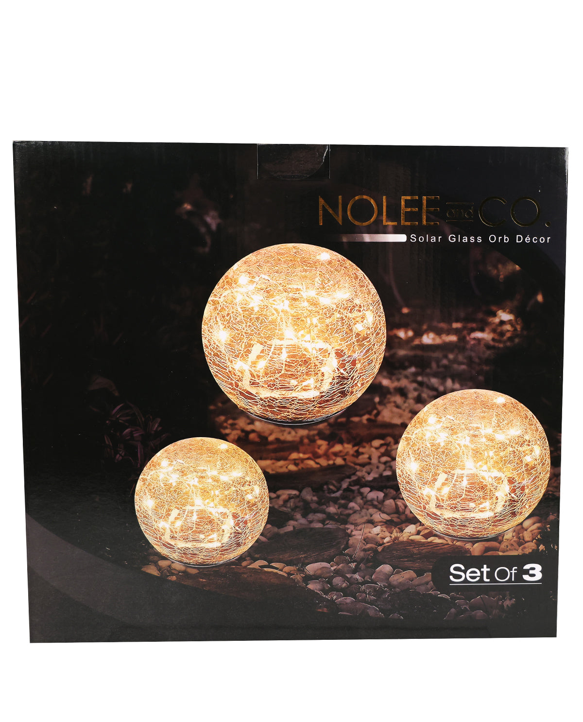 3 Piece Crackle Solar Globe Decor