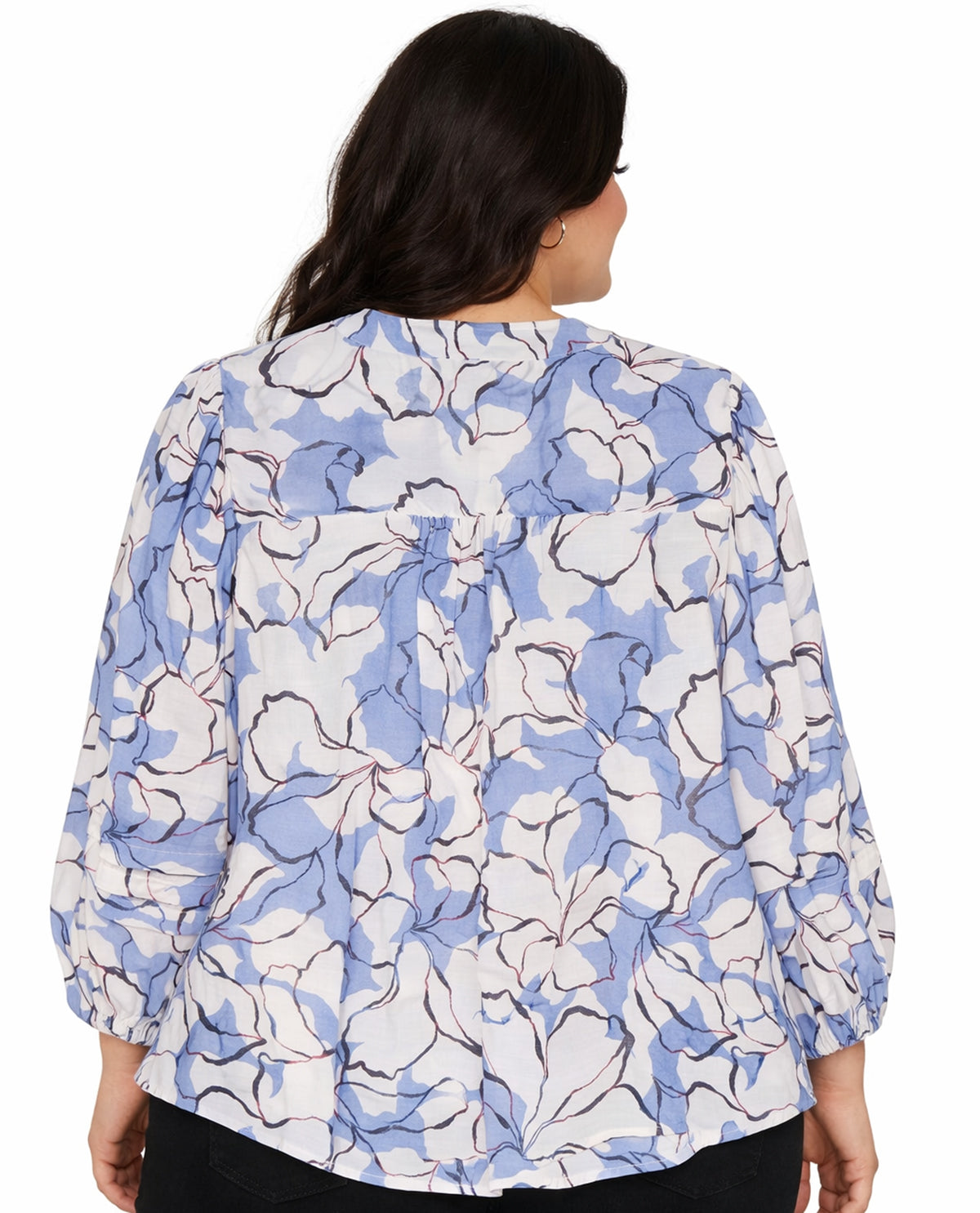 Zac & Rachel Long Sleeve Printed Slub Top Cornflower