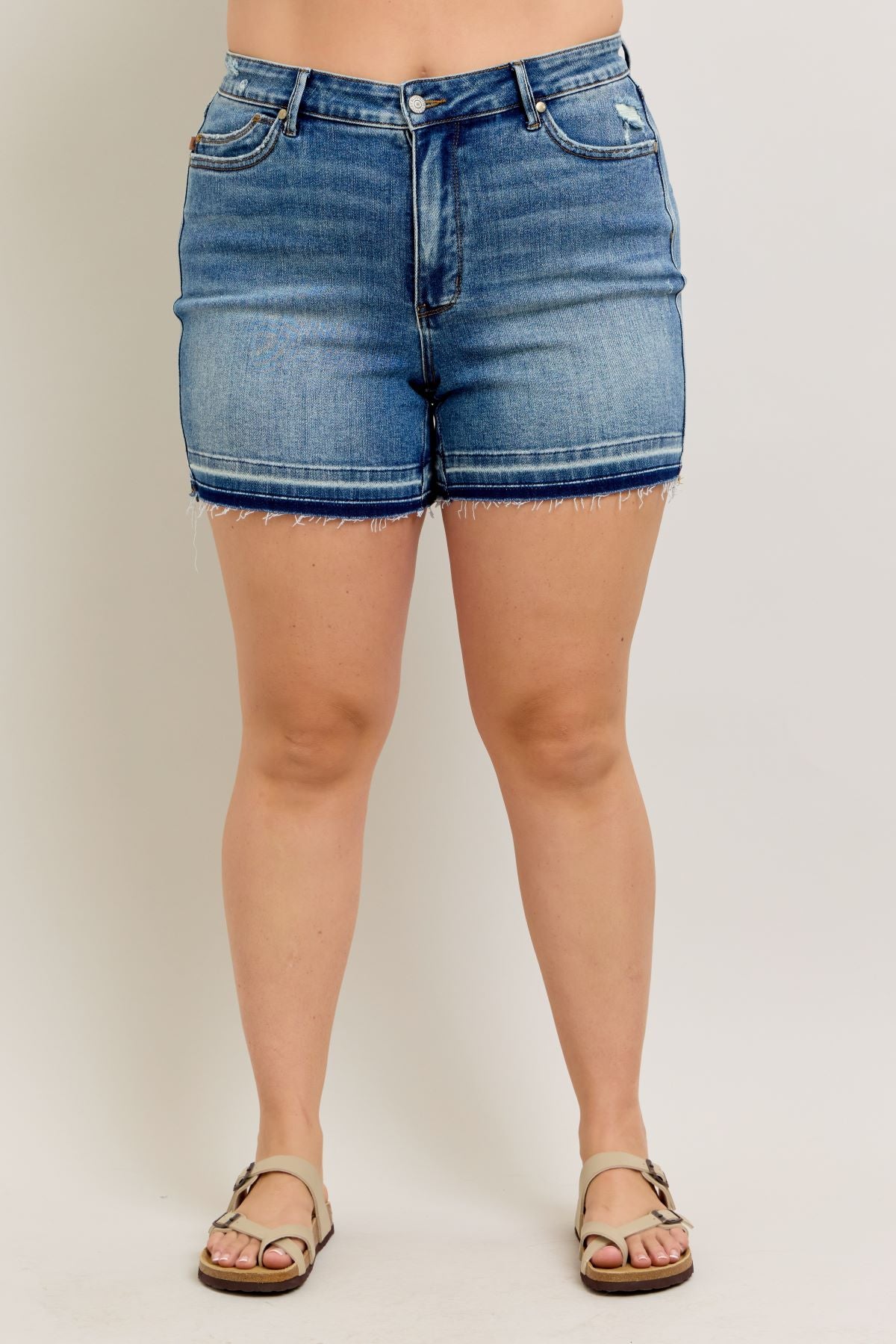 Plus Judy Blue Mr Tummy Control Vintage Shorts