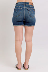 Plus Judy Blue Tummy Control Fray Hem Shorts