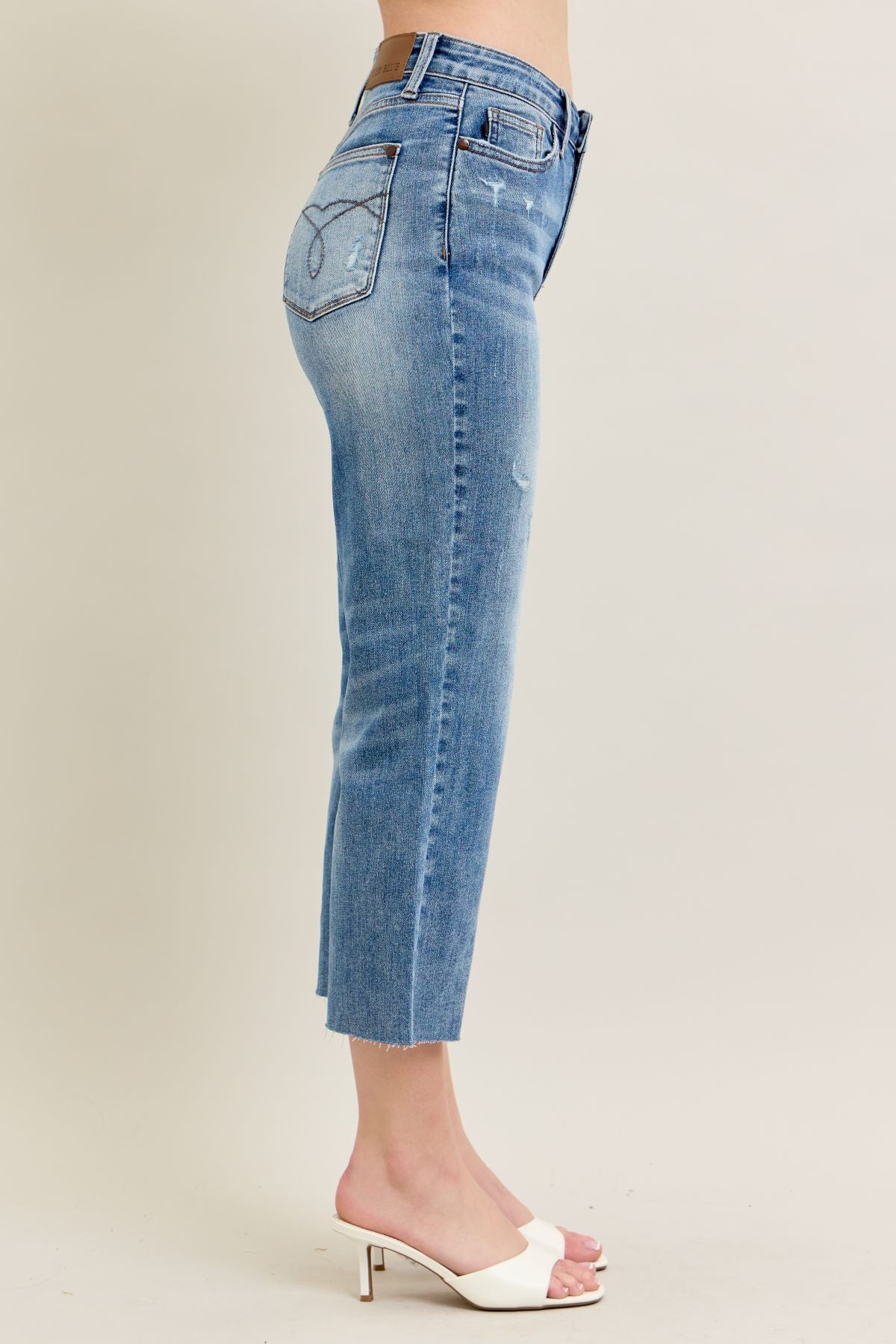 Judy Blue High Waist Destroy Crop Wide Jeans