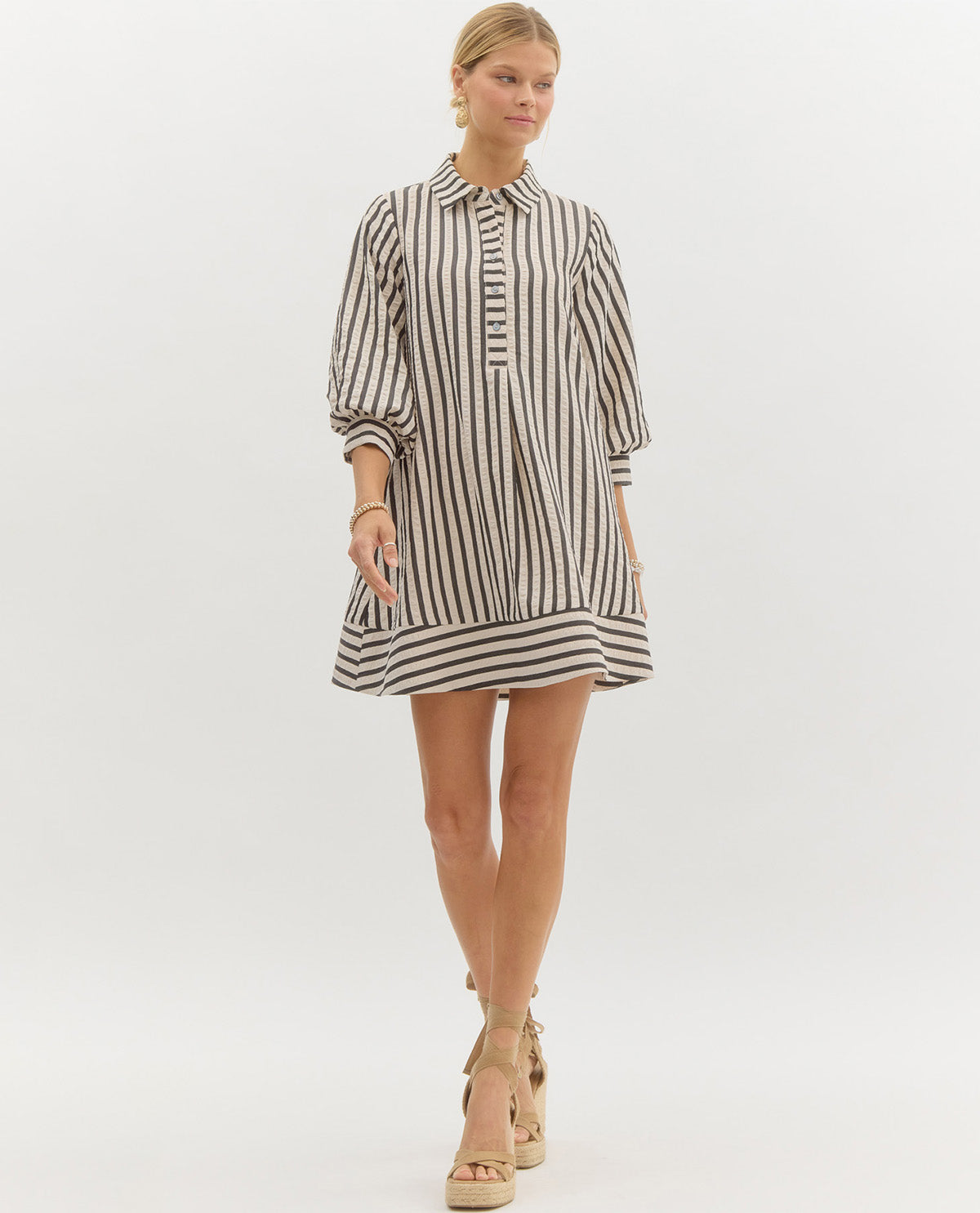 Collared & Striped Mini Dress