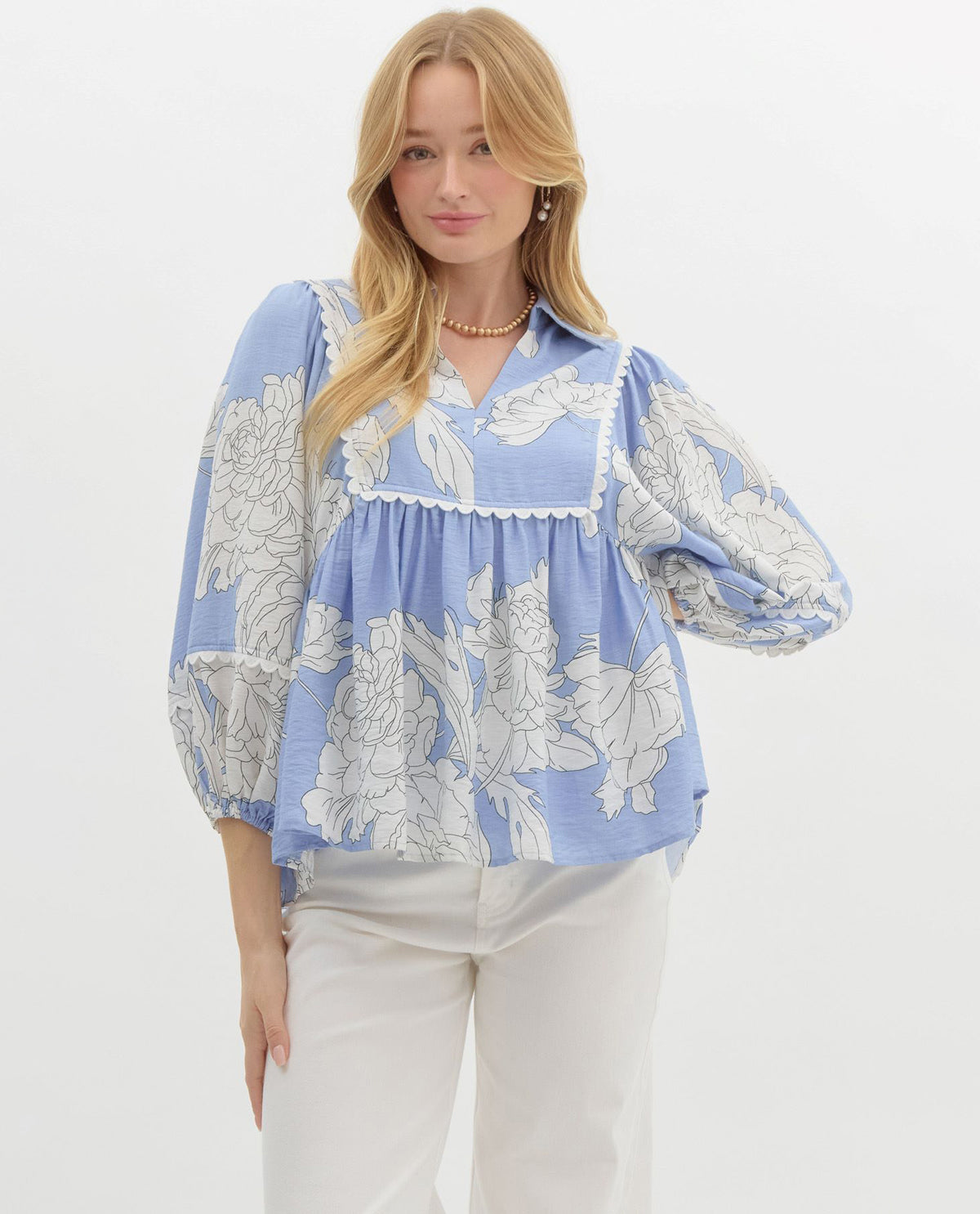 Printed Top with Trim