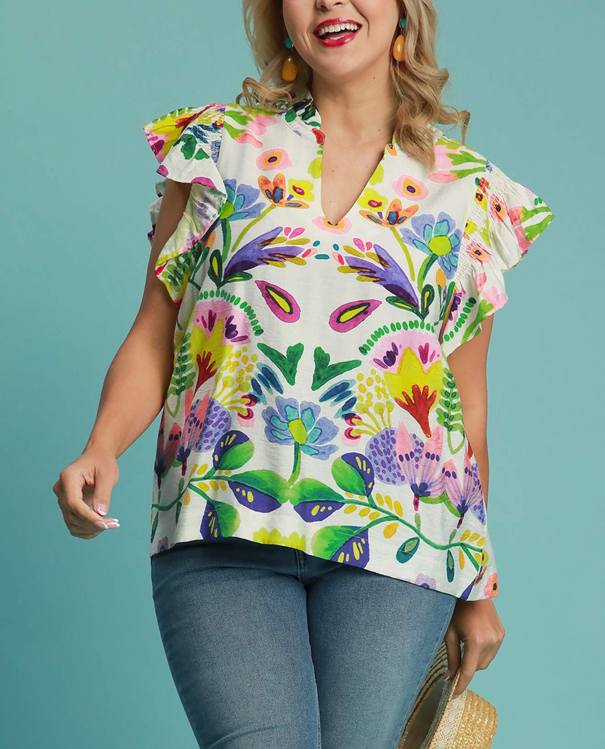 Plus Floral Baby Doll Top