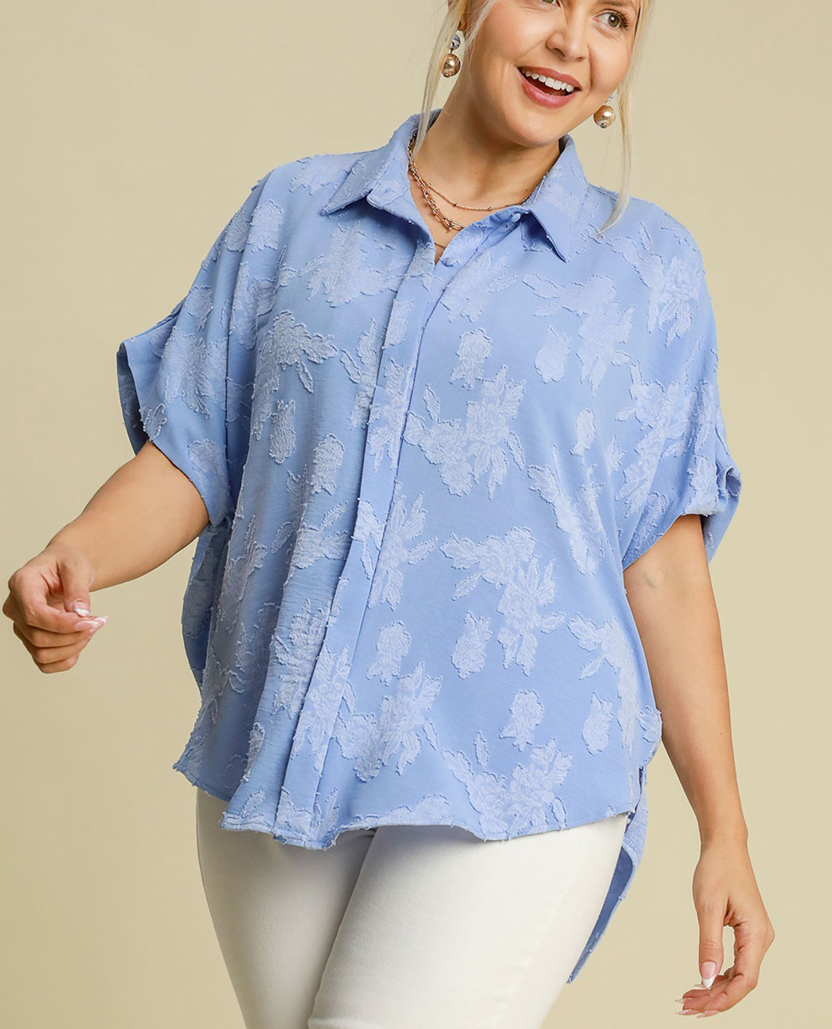 Plus Oversized Floral Burnout Top