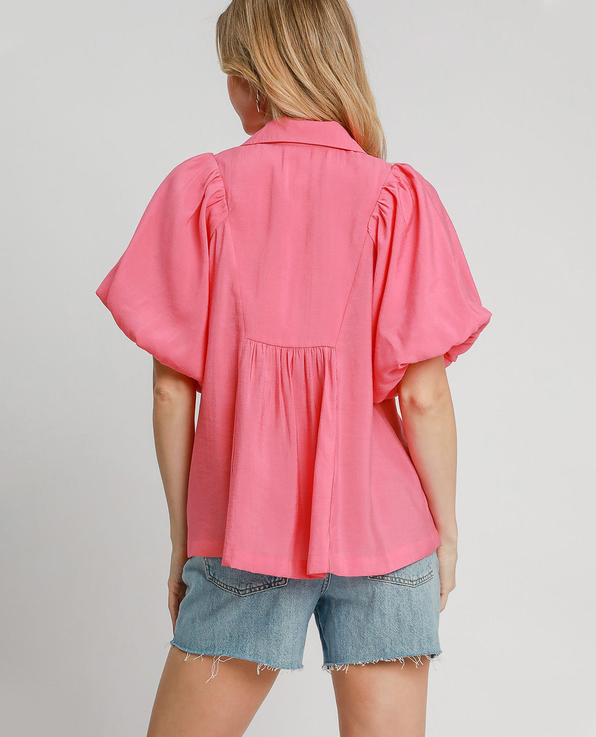 Smocked Yoke Top with Bubble Sleeves