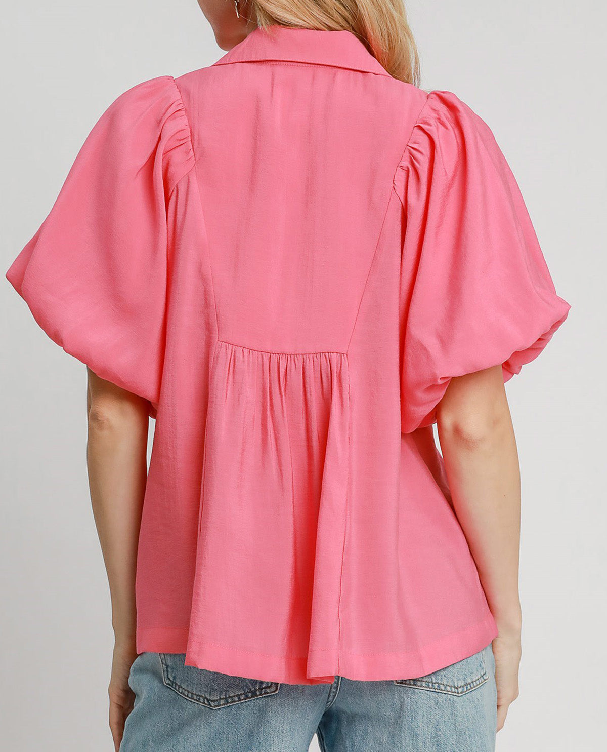 Smocked Yoke Top with Bubble Sleeves