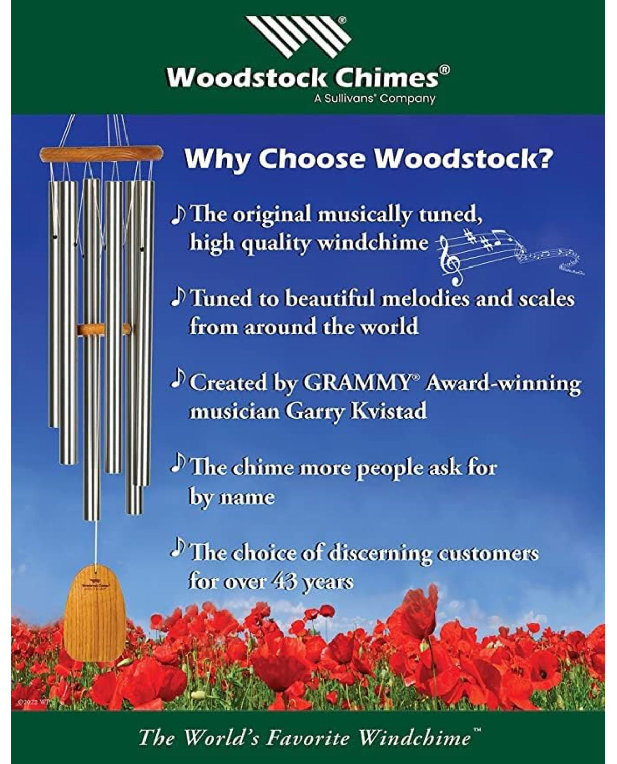 16" Woodstock Charm Wind Chime