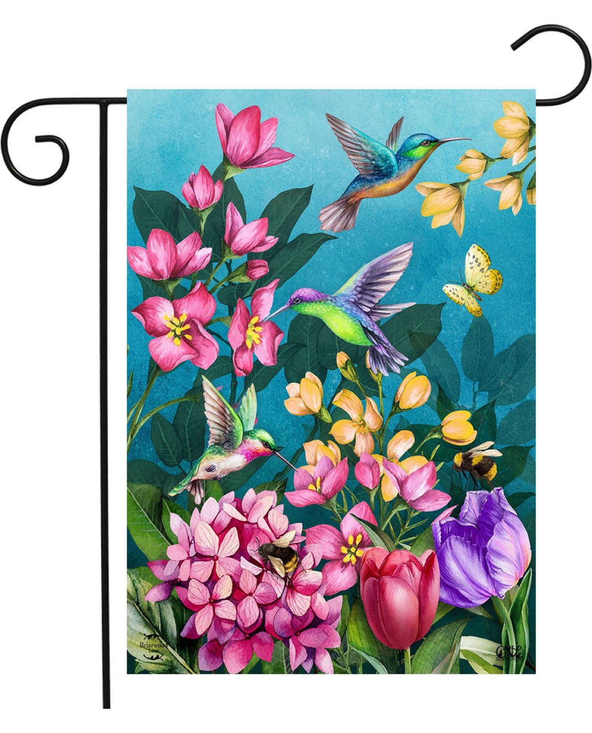 Springtime Hummingbirds Garden Flag