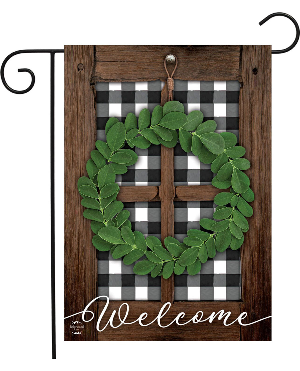 Boxwood Plaid Wreath Garden Flag