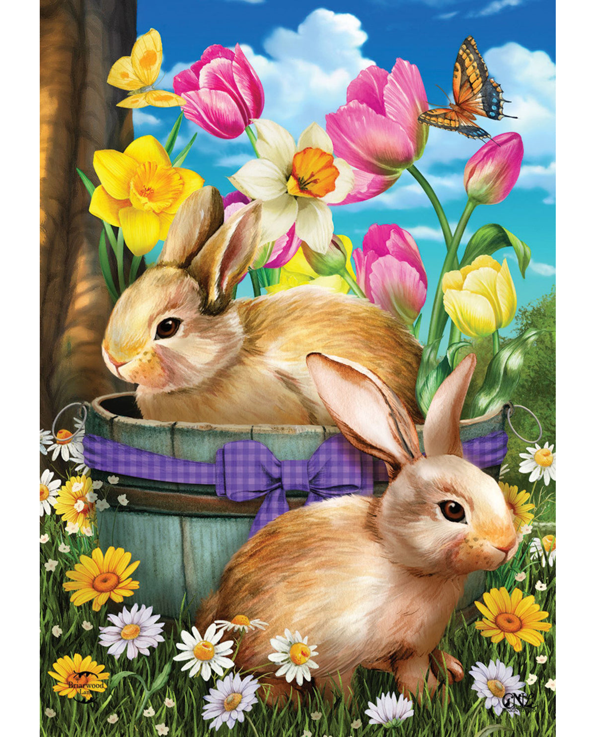 Spring Bunny Basket Garden Flag