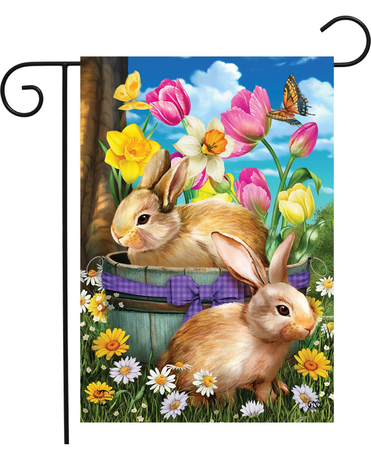 Spring Bunny Basket Garden Flag