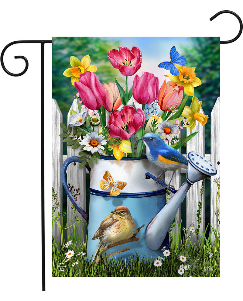 Floral Watering Garden Flag