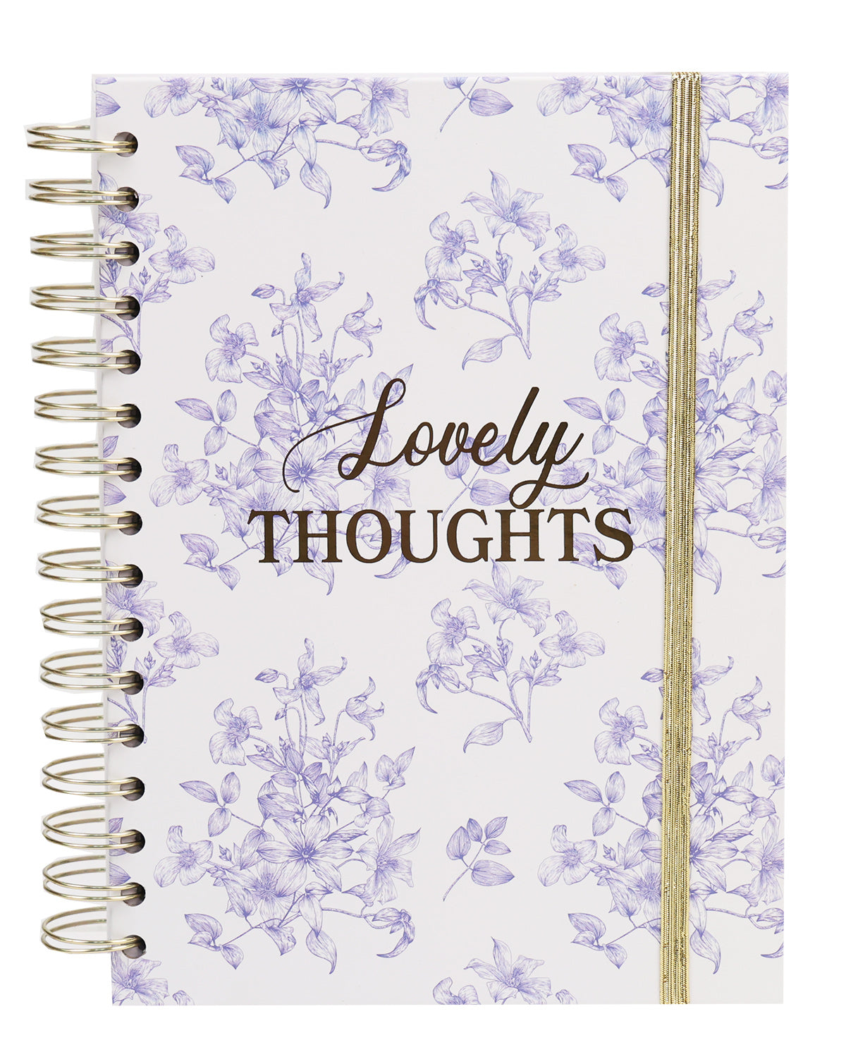 Spiral Notebook - White & Blue Floral Lovely Thoughts