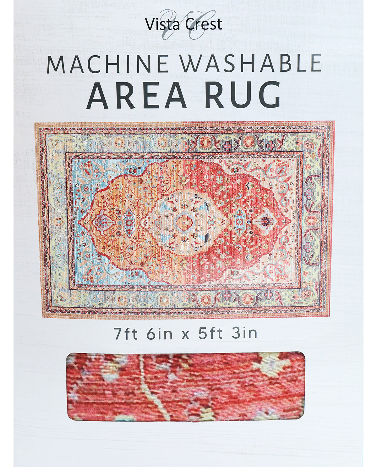 5x7 Coral & Blue Washable Decorative Area Rug