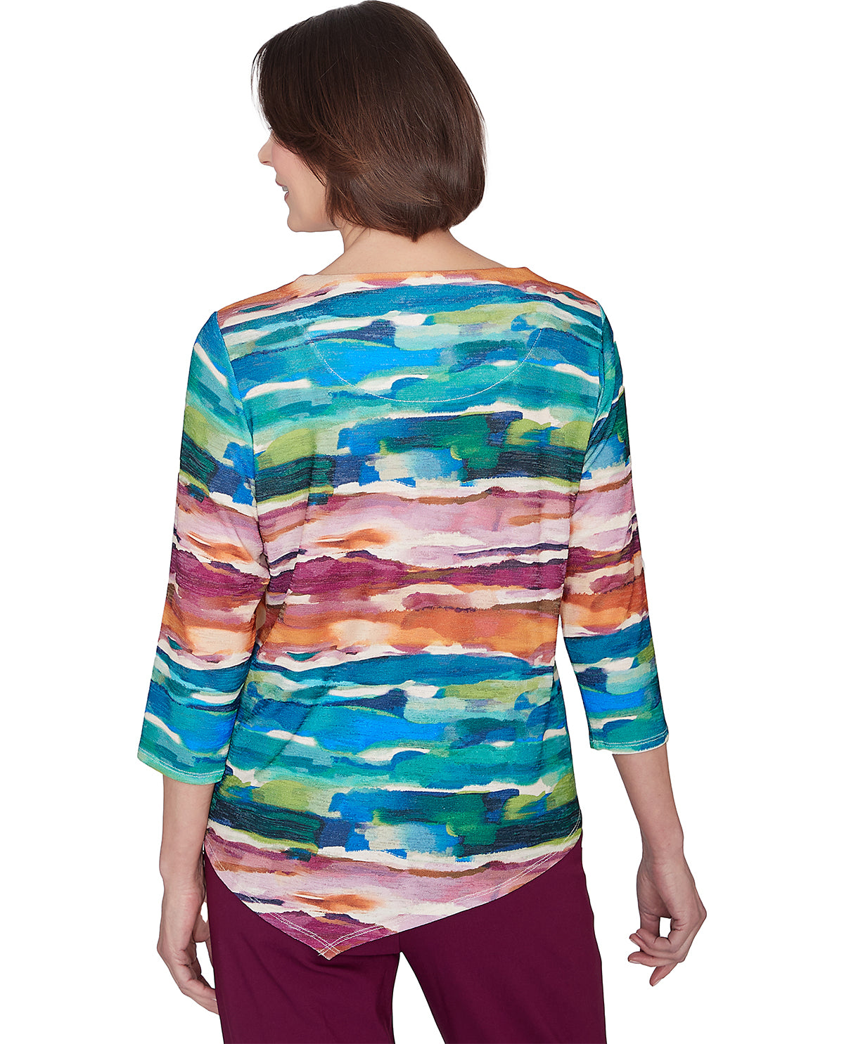 Alfred Dunner Petite Classics Watercolor Biadere Knit Top