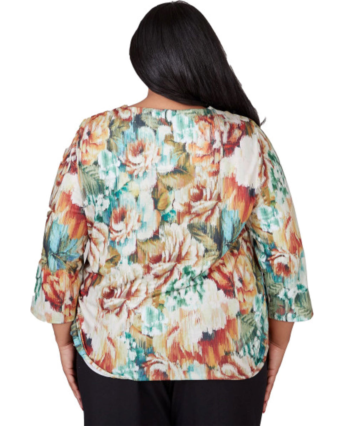 Alfred Dunner Women's Classic Ikat Floral Knit Top