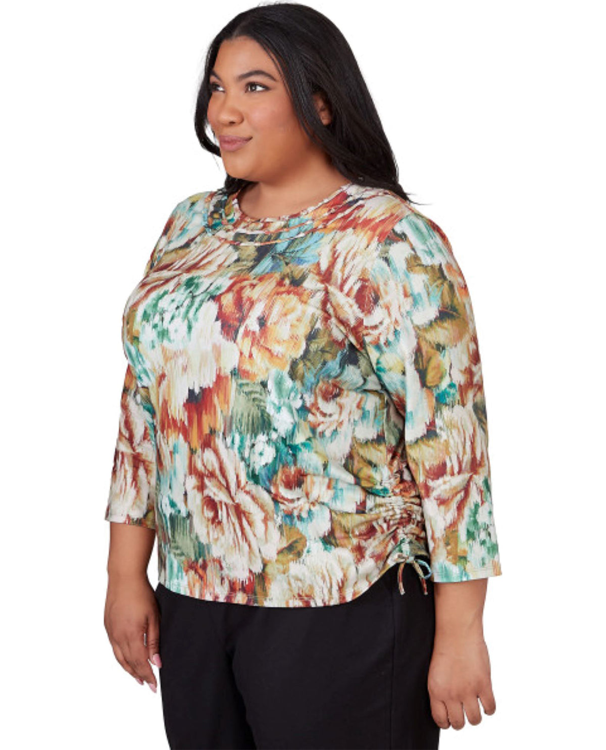 Alfred Dunner Women's Classic Ikat Floral Knit Top