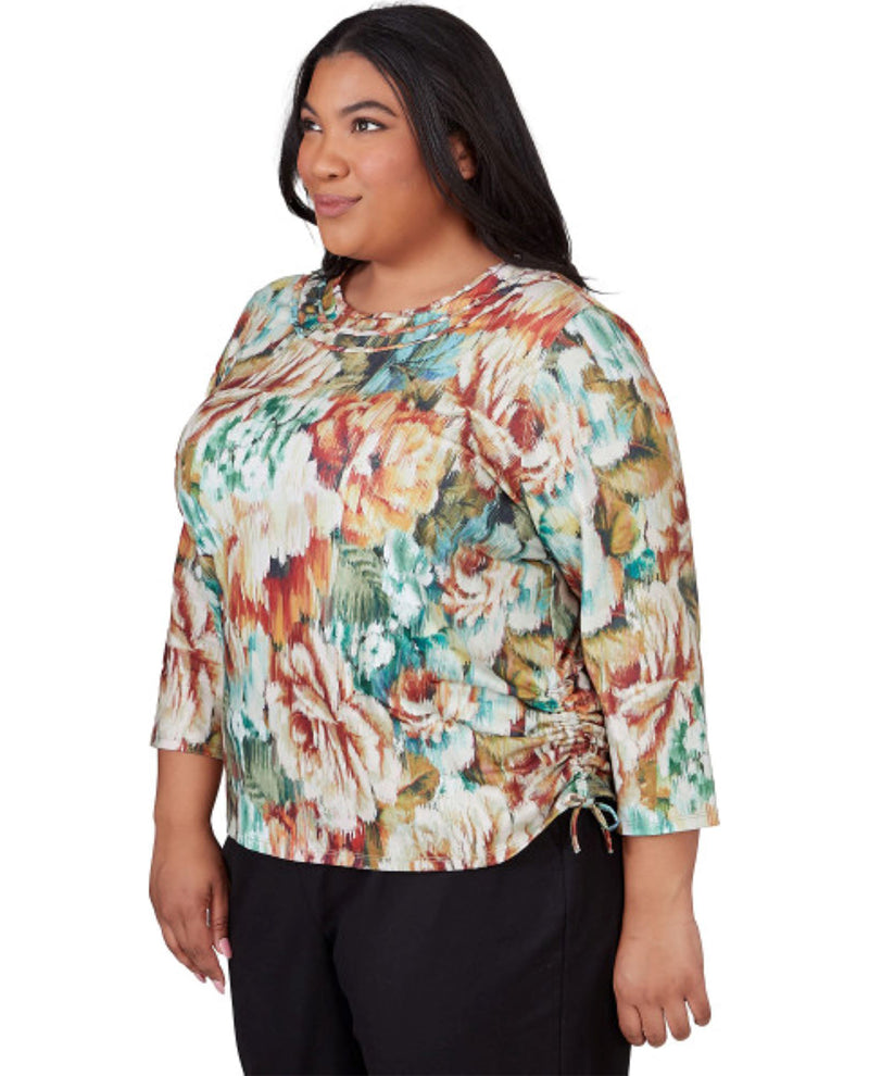 Alfred Dunner Women's Classic Ikat Floral Knit Top